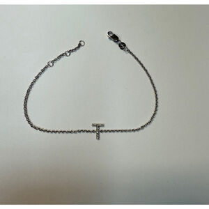 Sterling Silver ‘T’ Bracelet with diamonds